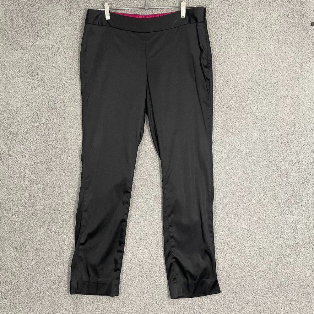 White house Black Market Legacy Pants Women's 12R Black Satin Slim Leg